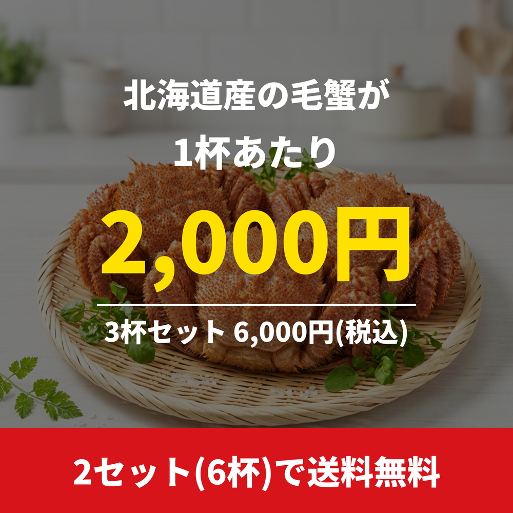 北海道産 ボイル毛蟹 3杯セット(1杯300g前後)